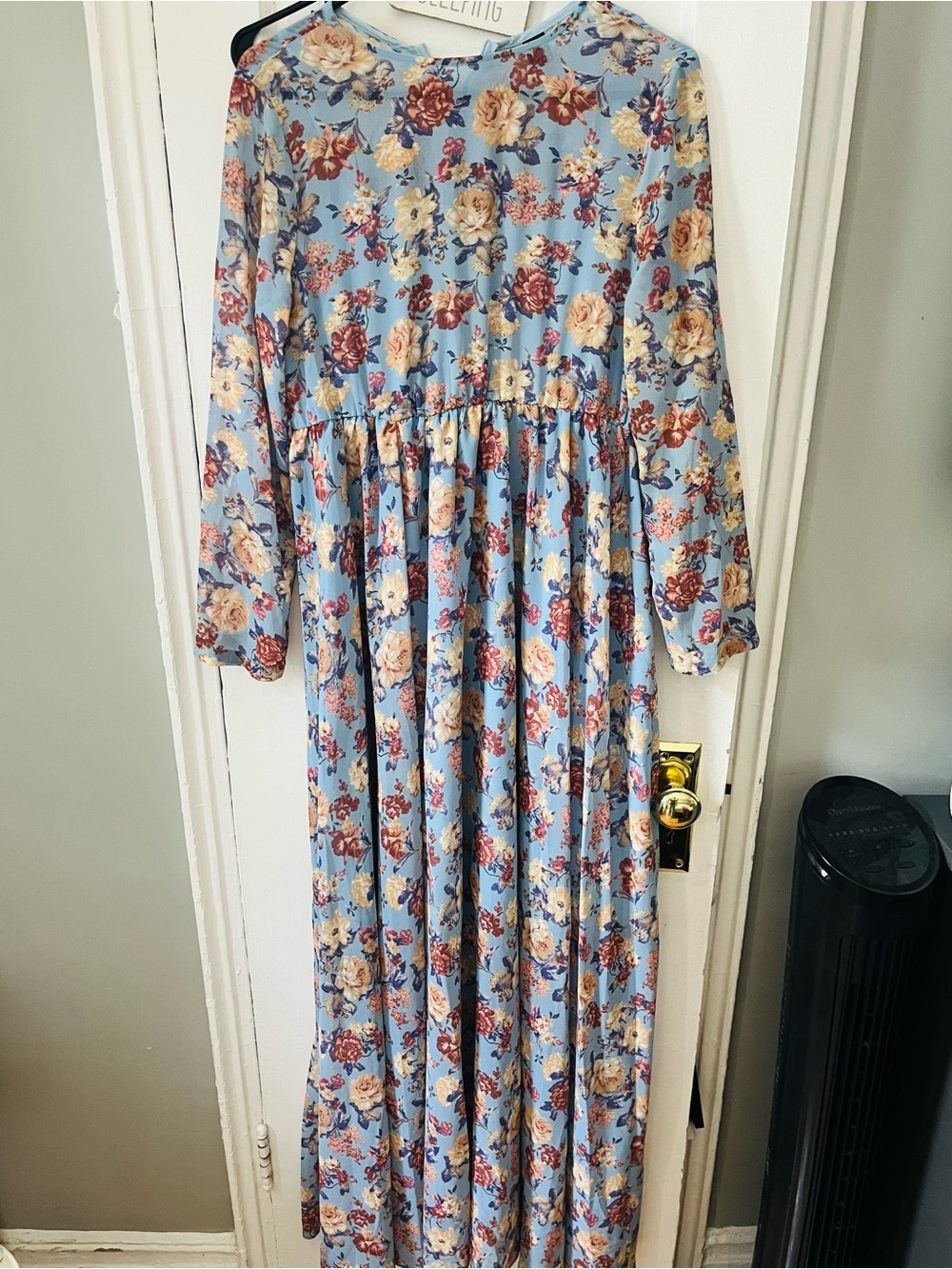 SHEIN Blue Floral Long Sleeve Maxi Dress